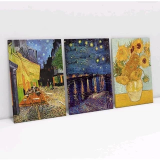 Trio Quadros Decorativos Mosaico Van Gogh Moderno Sala Quarto Escritório