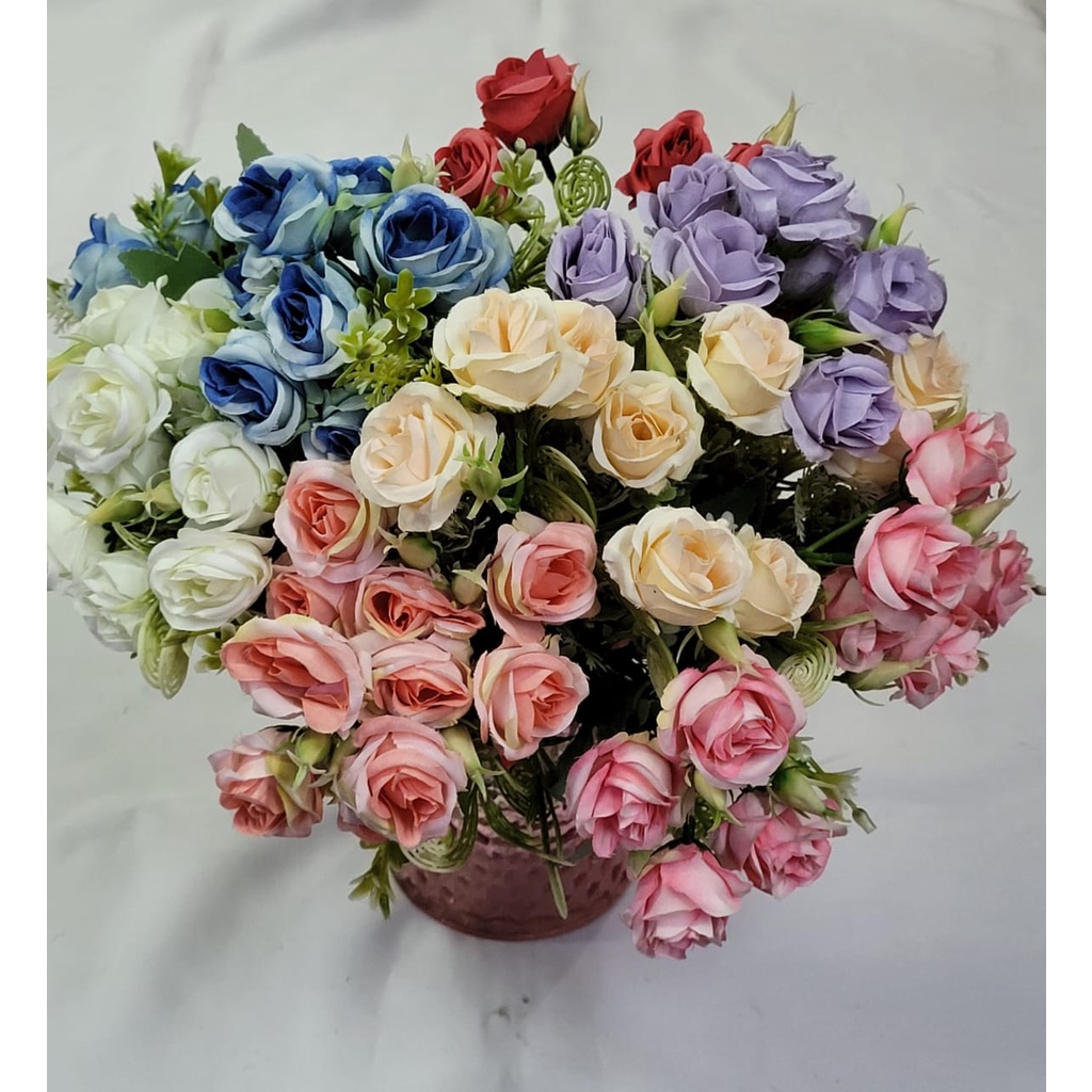 Mini Rosa Artificial com (10 cabeças) | Shopee Brasil