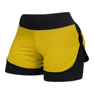 Short 2 em 1 Feminino Corrida Academia Reflect (Preto, P)