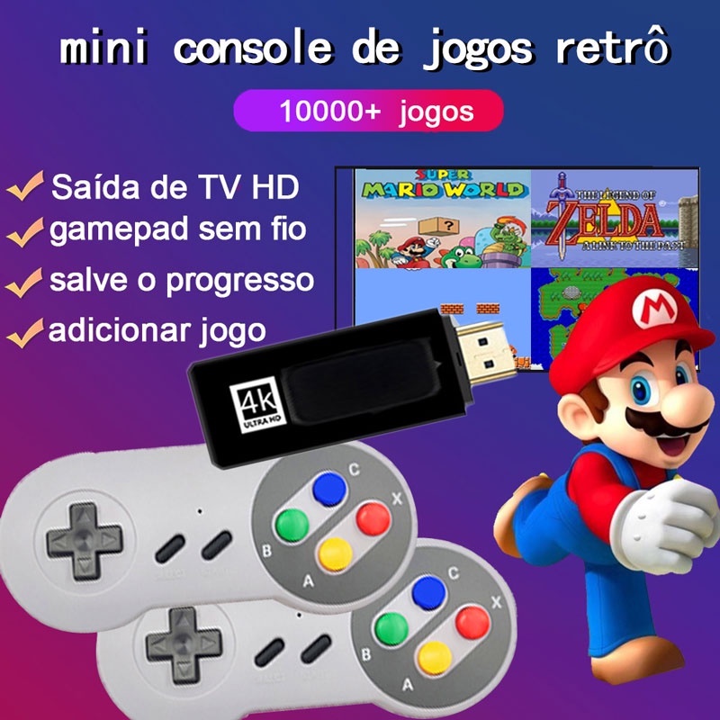 Video Game Mini 620 Jogos Retro Portátil Console Super Clássicos Emulador  TV + 2 Controles - Escorrega o Preço