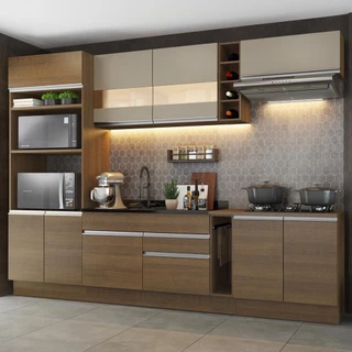 Cozinha Completa Madesa Vicenza com Armário e Balcão (Sem Tampo e Pia) - Rustic/Crema em Oferta na Shopee