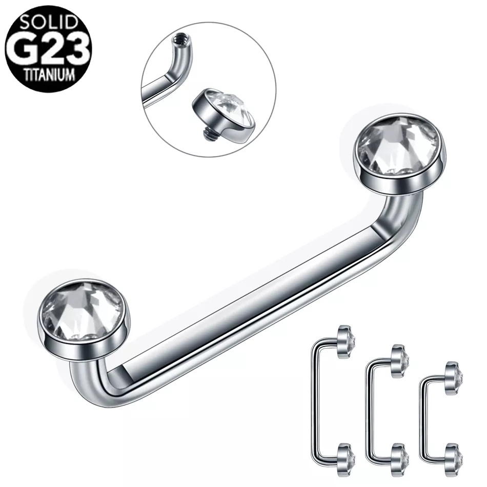 Piercing surface microdermal em titânio zircônias transparente/ cristal