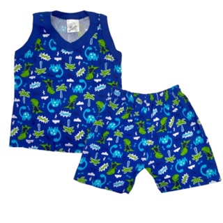 Pijama Infantil Menino e Menina 100% algodão verão confortável estampado 1 aos 14 anos