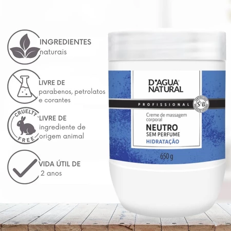 Creme Corporal Sem Cheiro Para Alergicos 650g D’agua Natural