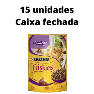 Kit 15un Friskies Sache cordeiro ao molho para gatos purina pacote/saco de 85gr alimento umido