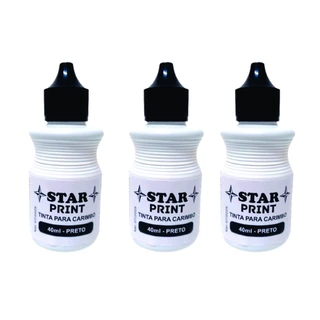 Kit 3 Tinta para Almofada de Carimbo Preta 40ml Alto Rendimento