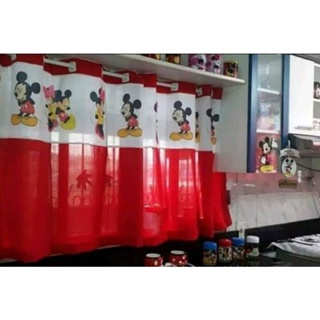 Cortina de pia Minnie e Mickey Vermelha ou rosa para decoração de cozinha 1.40x0.80 Bastão sem ilhós
