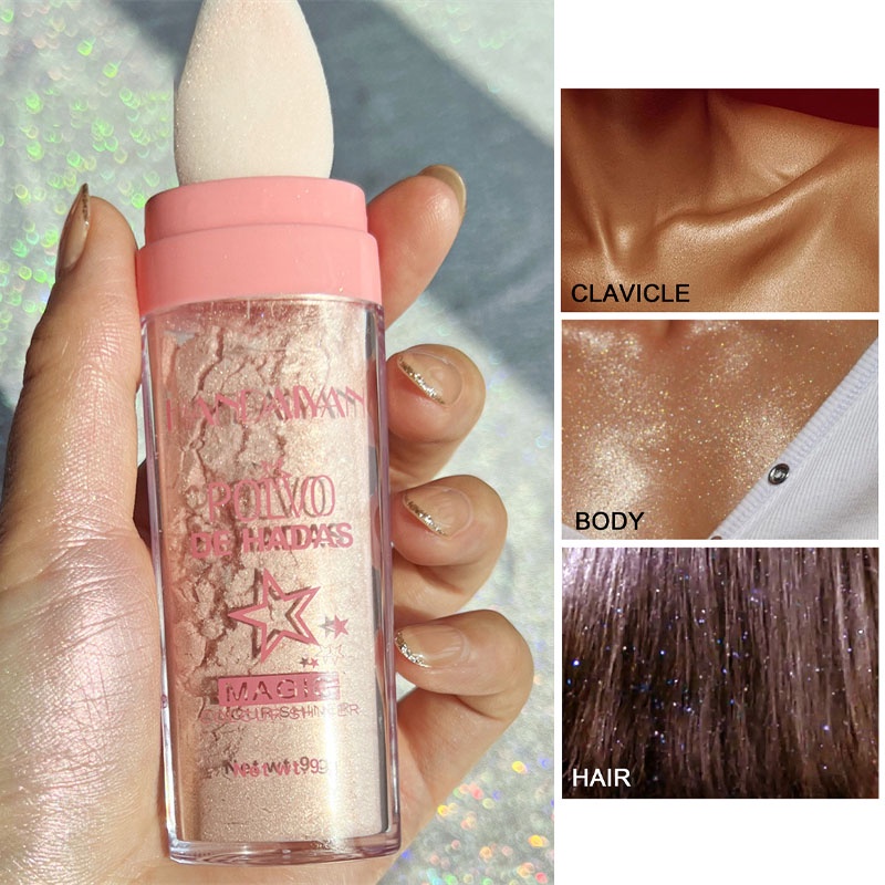 Pó Iluminador Polvo De Hadas Glitter Brilhante Contorno Blush Maquiagem Para Facial Corporal 3 Cores