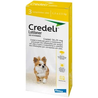 Credeli Antipulgas e Carrapatos Cães de 1,3 a 2,5kg 56,25mg 3 Comprimidos Elanco em Oferta na Shopee