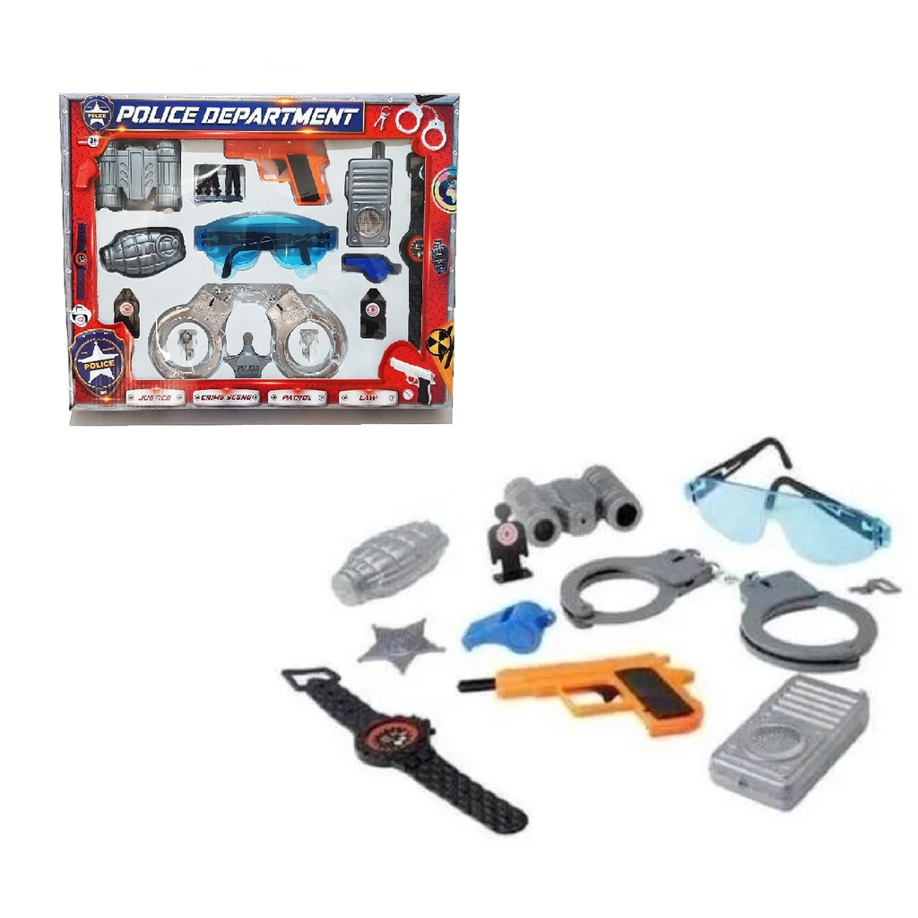 Kit com 4 Arminhas e Relógios Kit Policial de Brinquedo na