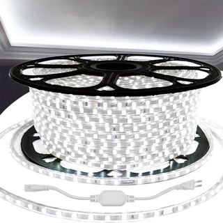 Fita Led 5050 Branca Frio Prova D'água Com Fonte 110v 10 Metros