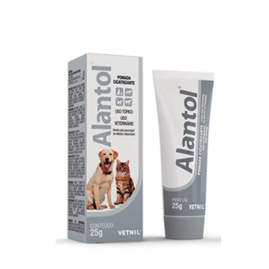 Pomada Alantol Cicatrizante Para feridas cachorros Gatos Vetnil - 25g ...