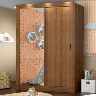 Guarda-Roupa Infantil Madesa Enzo 2 Portas de Correr com Espelho em Oferta na Shopee