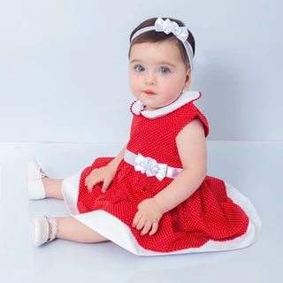 Vestido Infantil Bebe Menina Natal com Tiara 100% Algodão - PRINCESA