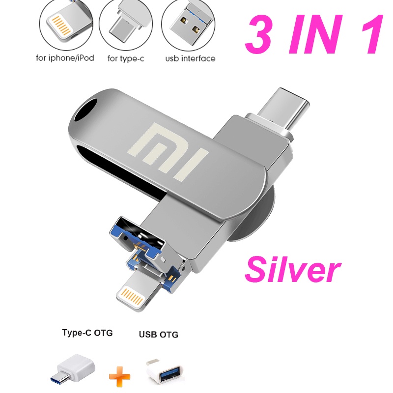 Unidade 3 Em 1 Pen Drive Para iPhone/iPad Tipo C Armazenamento De Dados ...
