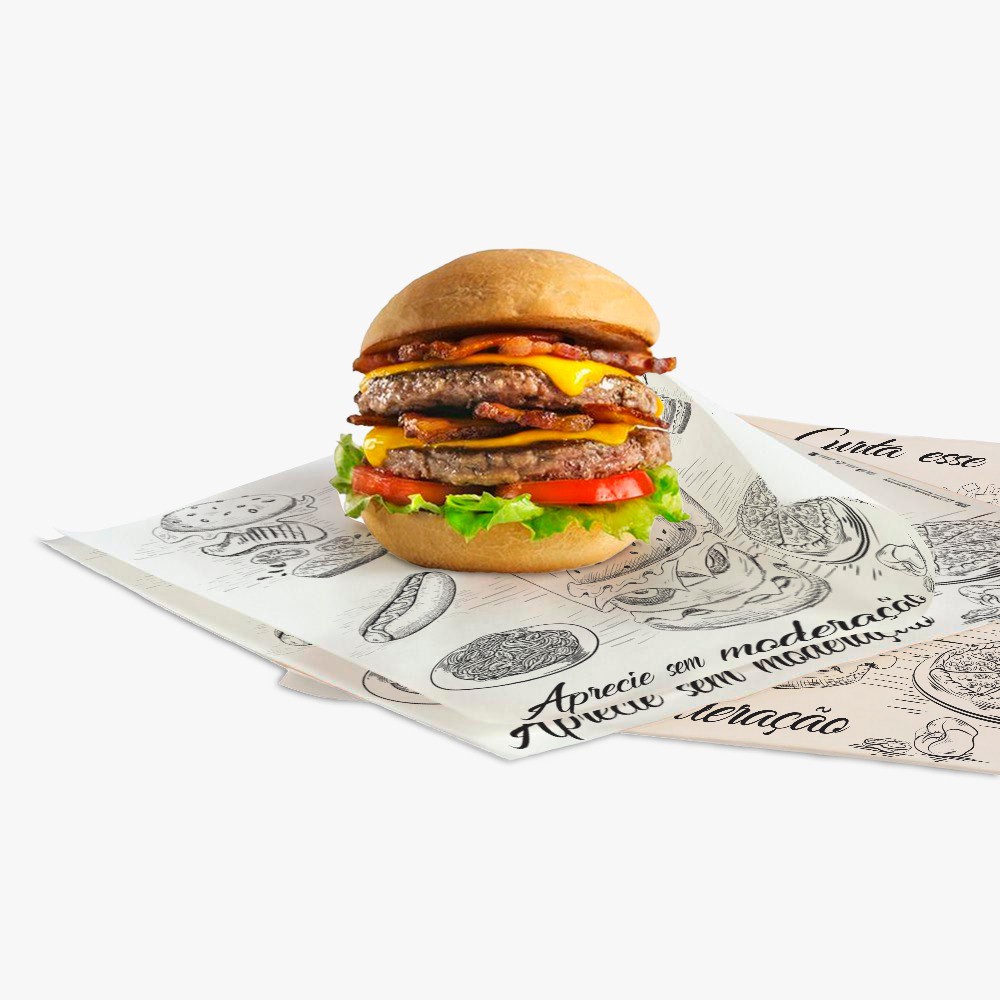 Papel Acoplado / Barreira para Hambúrguer e Lanches - 500 unidades