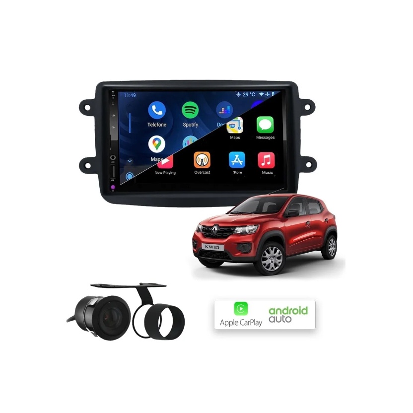 Kit Multimídia Mp10 Carplay E Android Auto Renault Kwid | Shopee Brasil