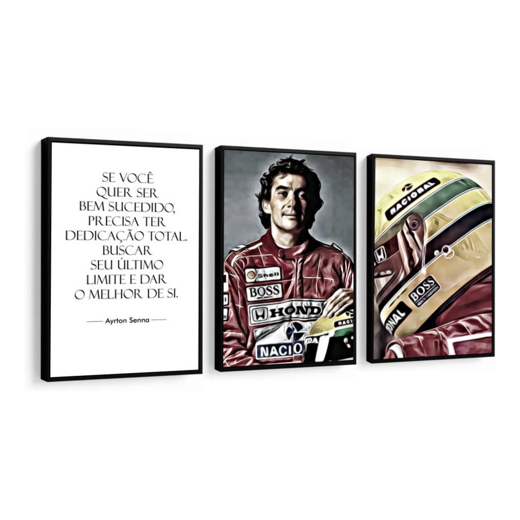 Quadro Decorativo Frases Ayrton Senna Formula1 Capacete