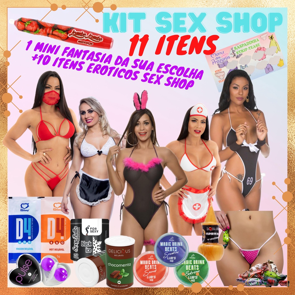 Kit Sex Shop Mini Fantasia Sexy Sensual Erótico 11 Itens Eróticos Shopee Brasil 4577