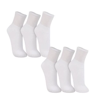 06 Pares de Meia Branca Cano Médio Meia de Algodão