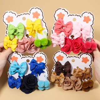 10Pcs Kids Bows Faixas Elásticas De Cabelo Para Meninas Hairball Faixa De Borracha Ponytail Hair Ties Headwear Acessórios Gift