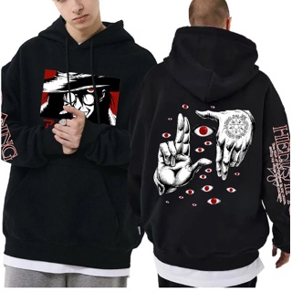 Moletom Canguru Algodão Unissex Com Capuz Sem Cordão Anime hellsing alucard Mangá