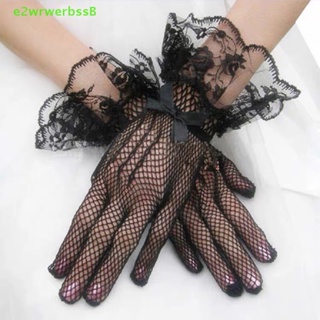 Luvas de renda Crânio Jacquard Luvas de renda preta Luvas femininas de  proteção solar Luvas curtas de tule elásticas Moda gótica de Halloween  (cor