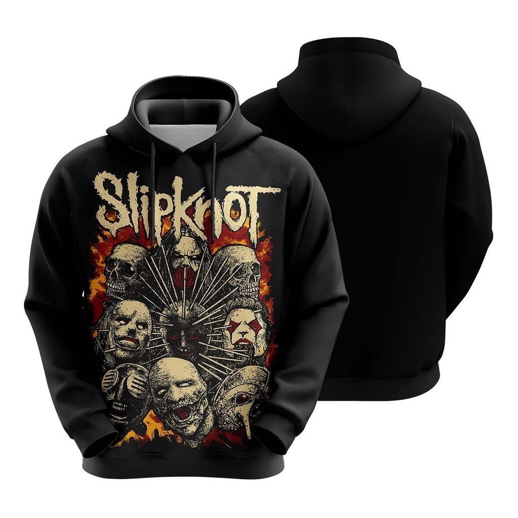 Moletom com Capuz Banda de Rock Slipknot Faces II Full | Shopee Brasil