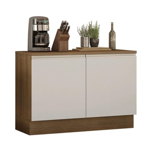 Balcão de Pia Madesa Glamy 120 cm 2 Portas (Com Tampo) - Rustic/Branco