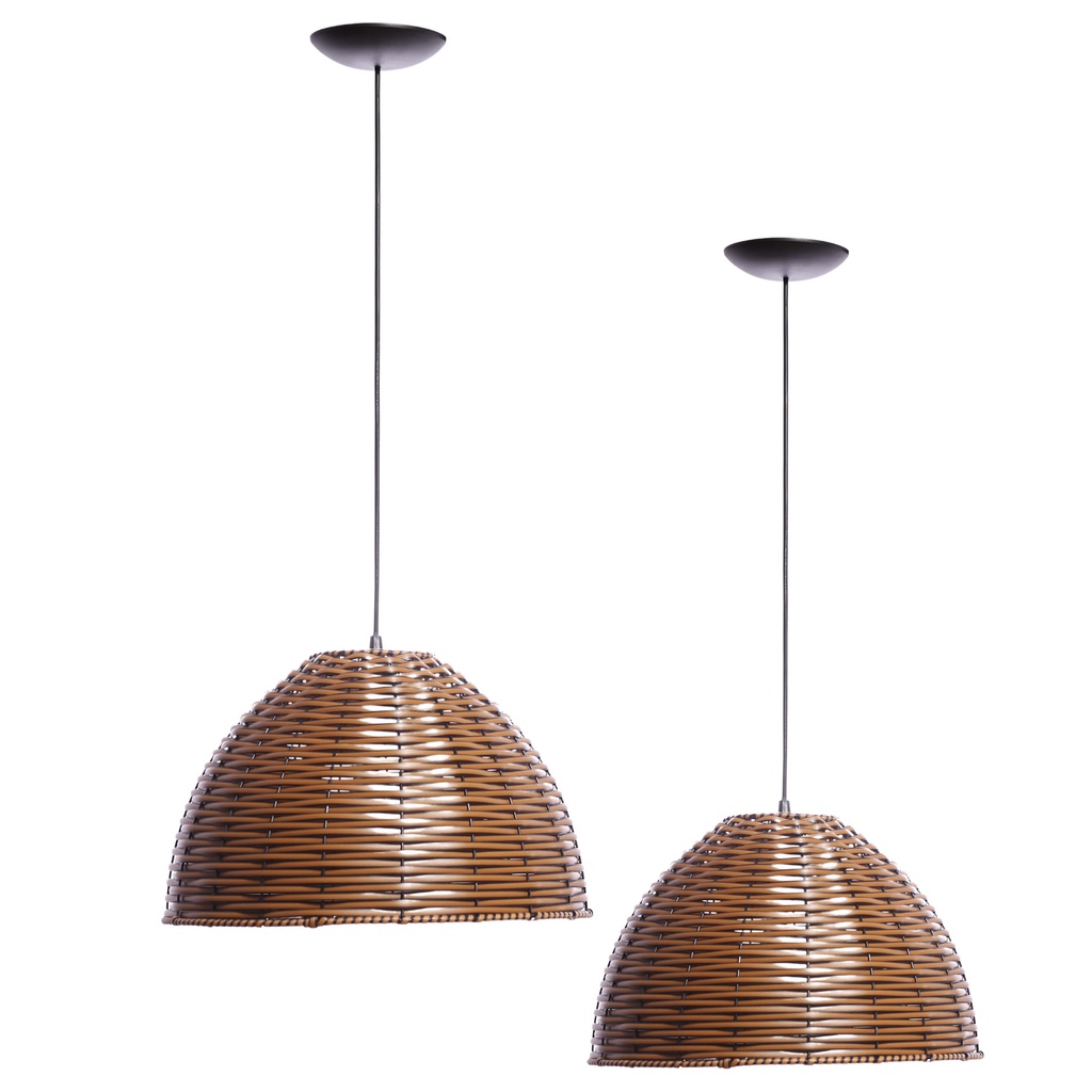 Kit 2 Pendentes Luminária Lustre Meia Esfera Junco