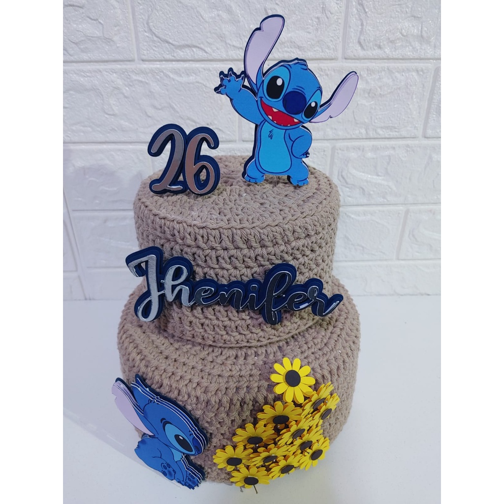 Kit Topper Topo de Bolo Infantil Stitch Personalizado