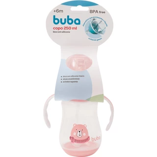 Copo Com Alça Ursinho Rosa 250ml 08237 - Buba