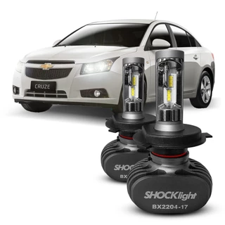 Ultra Led Shocklight 10.000 Lumens 6000K Chevrolet Cruze Farol Alto e Baixo Novo