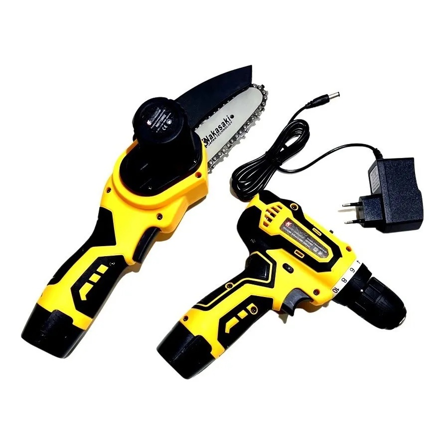 Parafusadeira Furadeira + Motossera A Bateria 25v Nakasaki