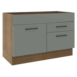 Balcão de Pia Cozinha 1 Porta e 2 Gavetas Rustic/Cinza Agata Madesa em Oferta na Shopee