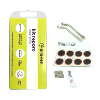Kit Estojo Reparo Remendo Pneu Para Bike Elleven C/ 2 Espátulas Aço