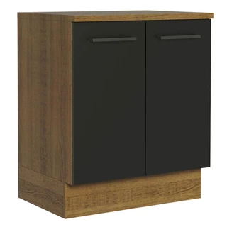 Balcão de Cozinha Madesa Agata 70 cm 2 Portas - Rustic/Preto