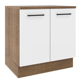 Balcão Madesa Agata 80 cm 2 Portas - Rustic/Branco