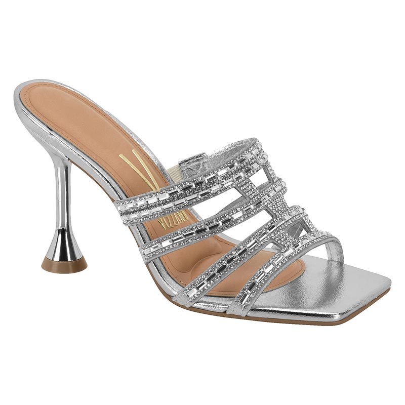 Sandália Feminina Salto Cristal Prata Vizzano - 6488304
