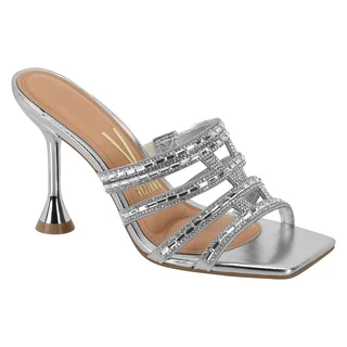 Sandália Feminina Salto Cristal Prata Vizzano - 6488304