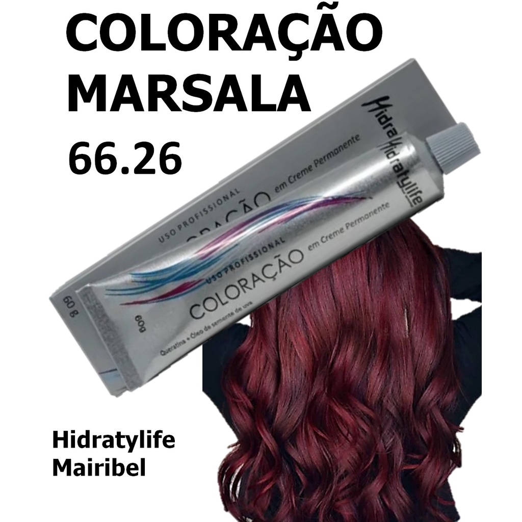 Tinta Cabelo MARSALA 66.26 Coloração 60g Hidratylife Mairibe | Shopee ...