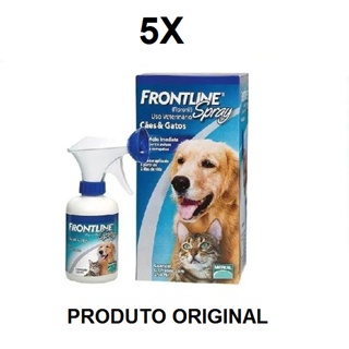 Combo 5x Frontline Spray Anti Pulgas P/ Cães E Gatos 250 Ml