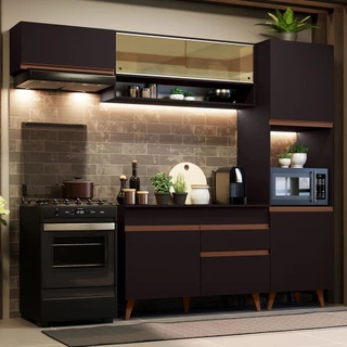 Cozinha Completa Madesa Reims 250004 com Armário e Balcão - Preto em Oferta na Shopee