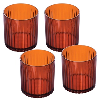 Conjunto 4 Copos Whisky Plasútil 440 ml Lapidado Caramelo