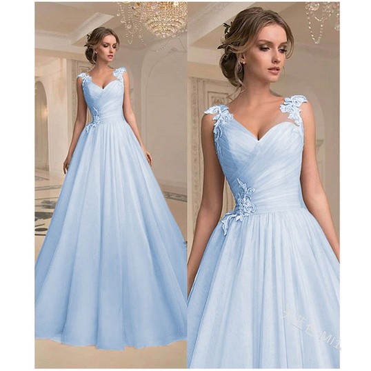 Vestido De Noiva De Princesa Com Decote Em V De Tule/Sem Costas/Cor/Amarelo/Roxo/Azul