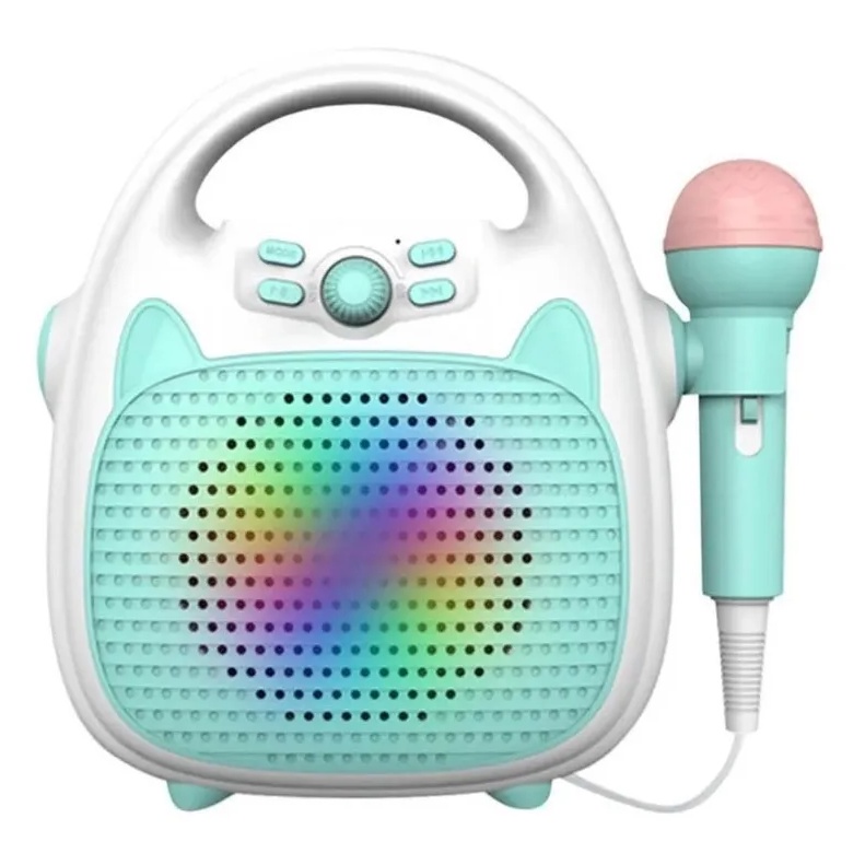 MICROFONE INFANTIL AMPLIFICADOR DE VOZ SEM FIO COM LUZ E SOM KARAOKE COM  ESPELHO ROSA MENINAS