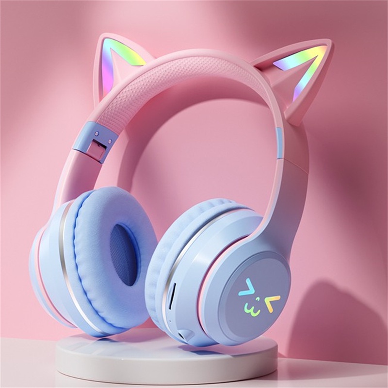 Fones De Ouvido Para Gatos Sem Fio Hifi RGB Fone Bluetooth Jogos Com Microfone Cancelamento De Ruído Telefone
