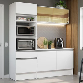 Armário de Cozinha Compacta 180cm Branco Diamante Madesa 86 em Oferta na Shopee