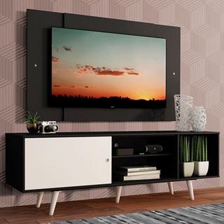 Rack Madesa Dubai com Pés e Painel para TV até 58 Polegadas - Preto/Branco 7777
