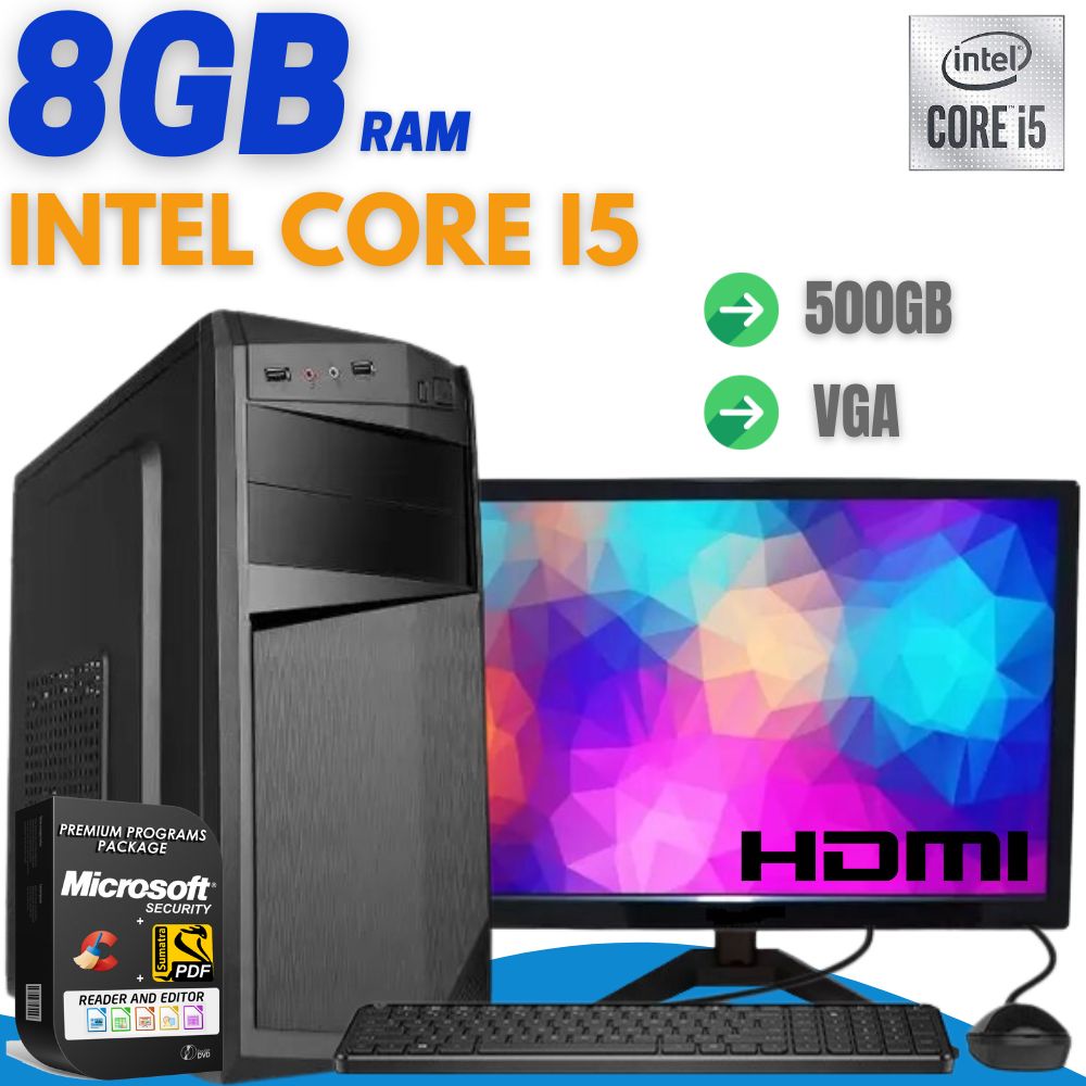 Computador Kit Completo Intel Core i5 8GB 500GB Monitor Hdmi Pc Teclado ...